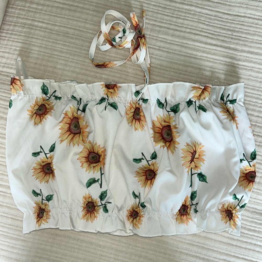 White sunflower tube top
